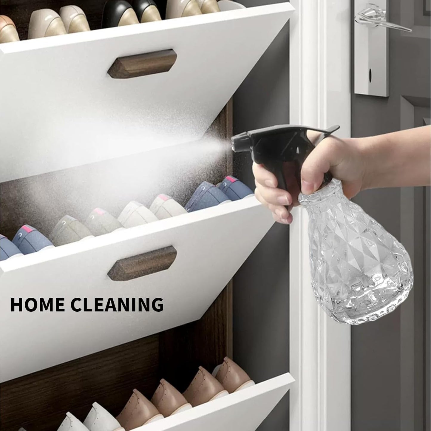 2 Pcs Spray Bottles, 500 ml/17 oz Empty Water Spray Bottles, Plastic Reusable Adjustable Mist Sprayer Squirt Bottles Containers Refillable for Cleaning Solutions, Gardening, Plants (Clear)