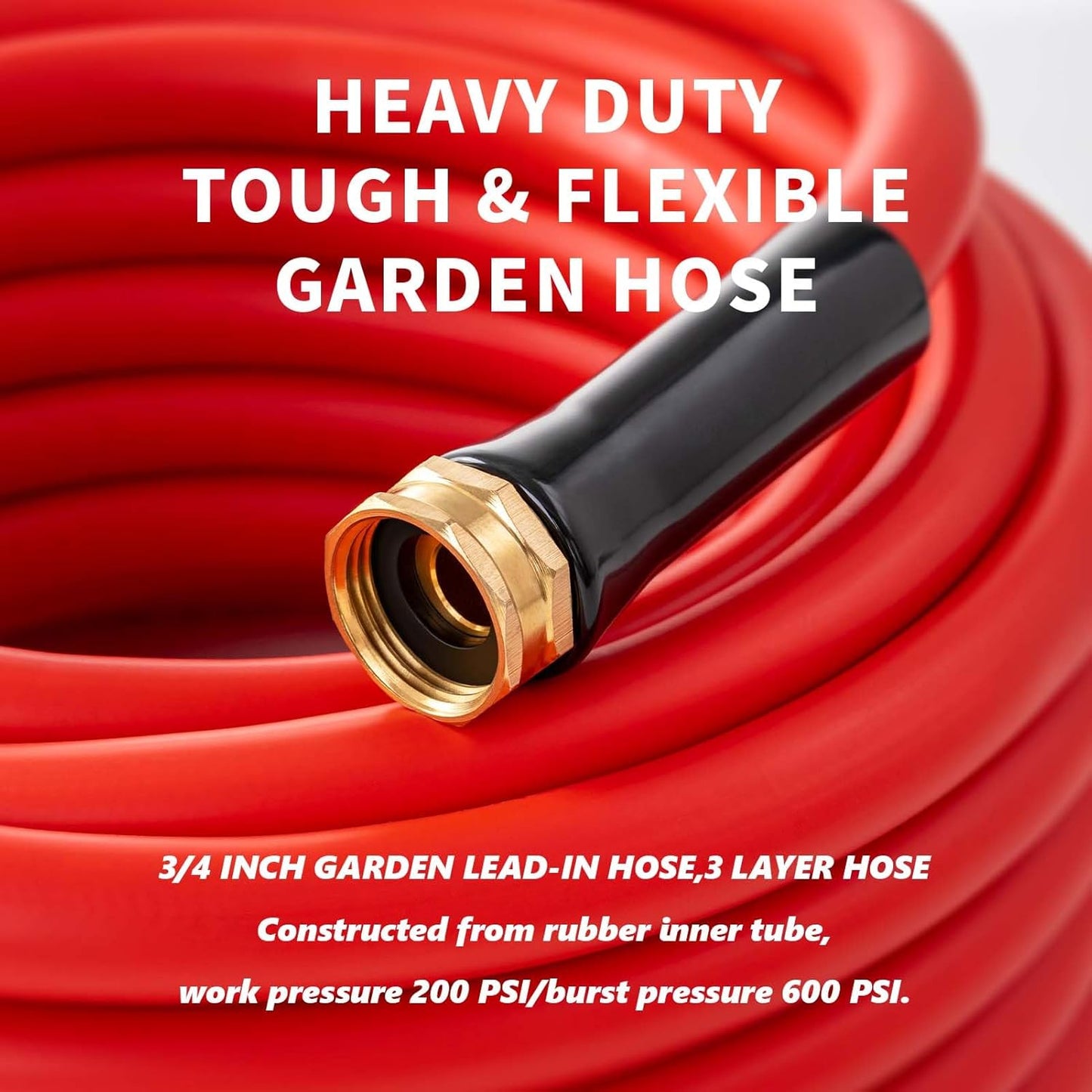 Garden Hose 150 ft x 5/8” Hot/Cold Heavy Duty Water Hose,-50°F to 190°F,Burst 600Psi Flexible Upgraded Rubber Hoses,3/4” Solid Fittings for All-weather Outdoor Lawn & Garden