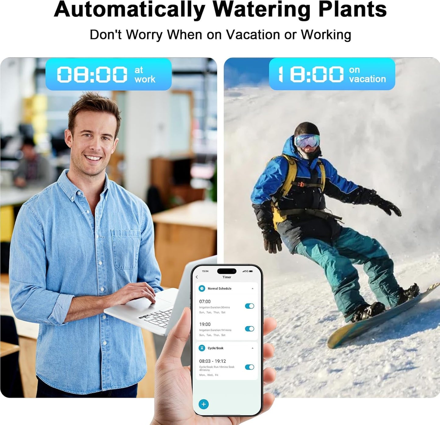 WiFi Water Timer with Brass Inlet & Outlet, 1 Zone Smart Sprinkler Timer for Garden Hose Faucet, Hose Timers with WiFi Hub, Up to 20 Watering Plans, APP & Voice Control, Compatible with Alexa