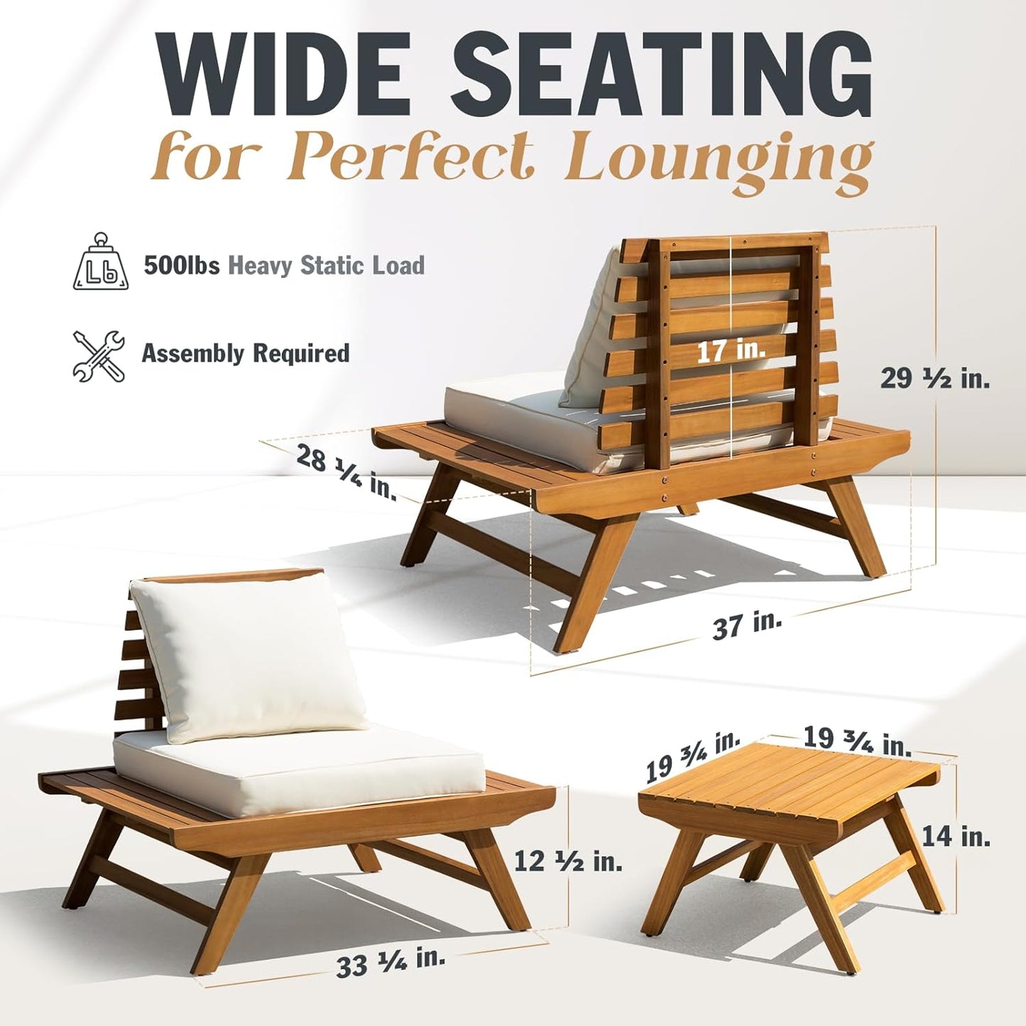 IDZO Armless Club Chairs Design Heavy Duty 400lbs Capacity Elegant Patio Bistro Set 3 Piece Outdoor