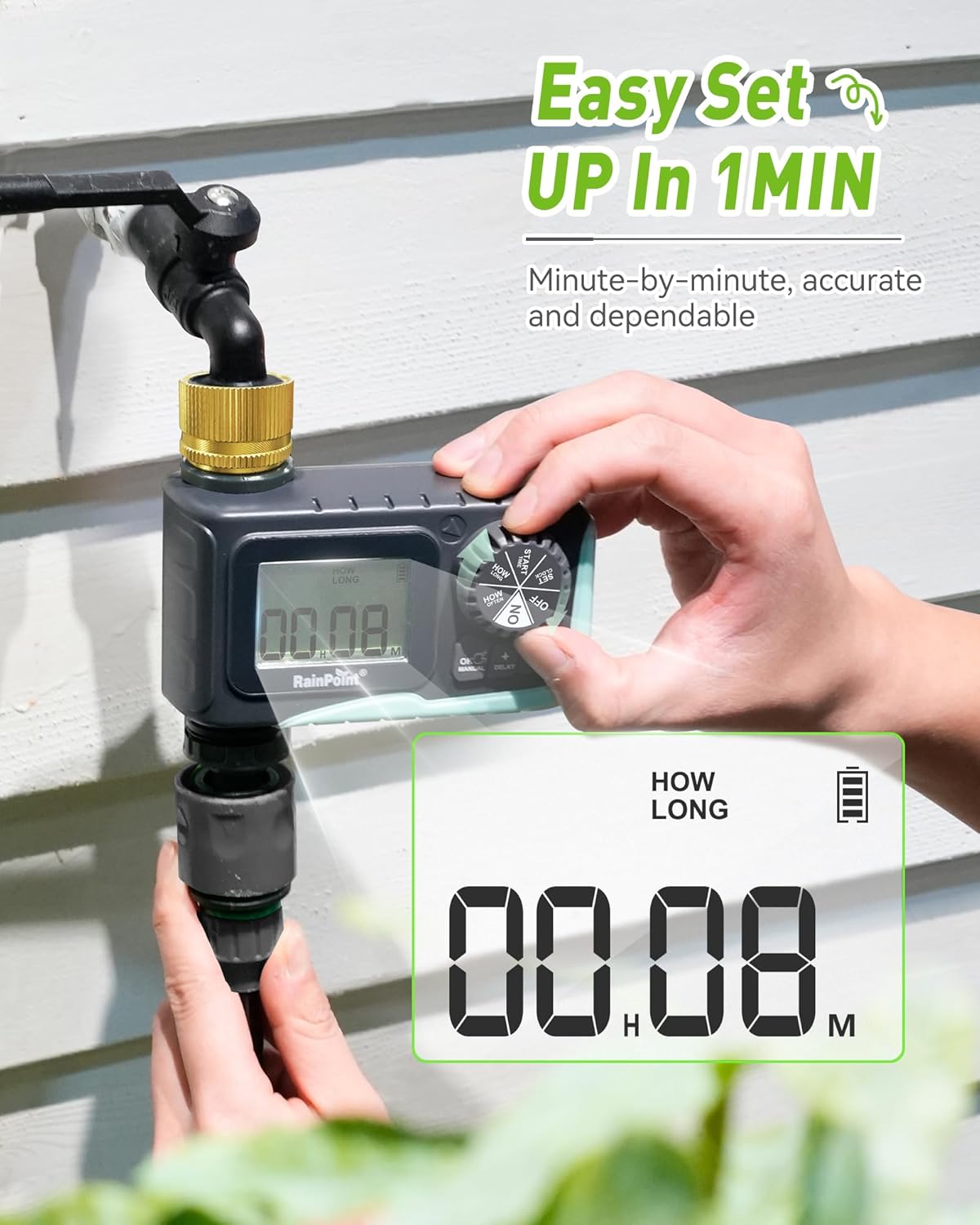 RAINPOINT Sprinkler Timer Outdoor, Water Timer for Garden Hose Faucet Timer, Programmable Watering Irrigation Timer with Rain Delay/Manual, V2, 2024 Release(Metal)