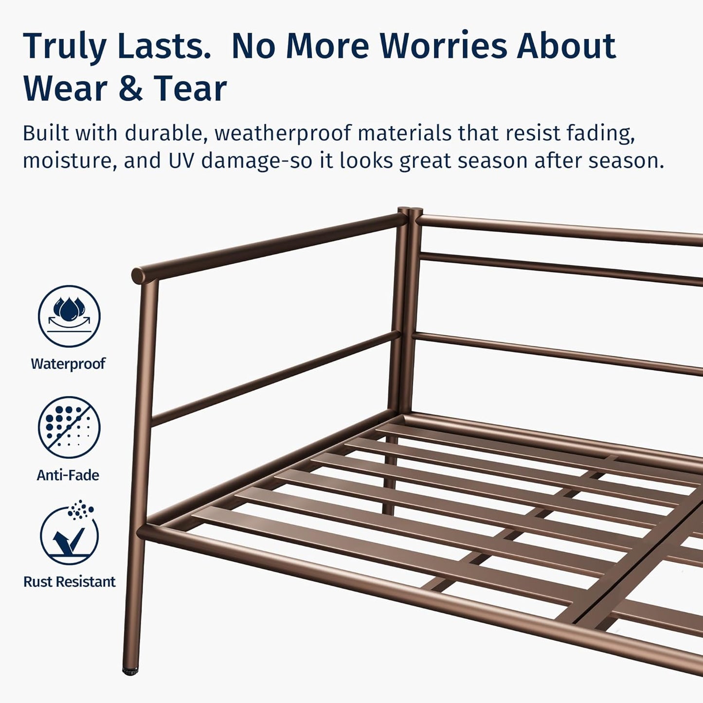 EAST OAK 4-Piece Patio Furniture Set | Life Chatter Outdoor Furniture | Coffee Table & Deep Seating Conversation Set with Thick Cushions | Porch, Balcony & Backyard | Chestnut & Apricot