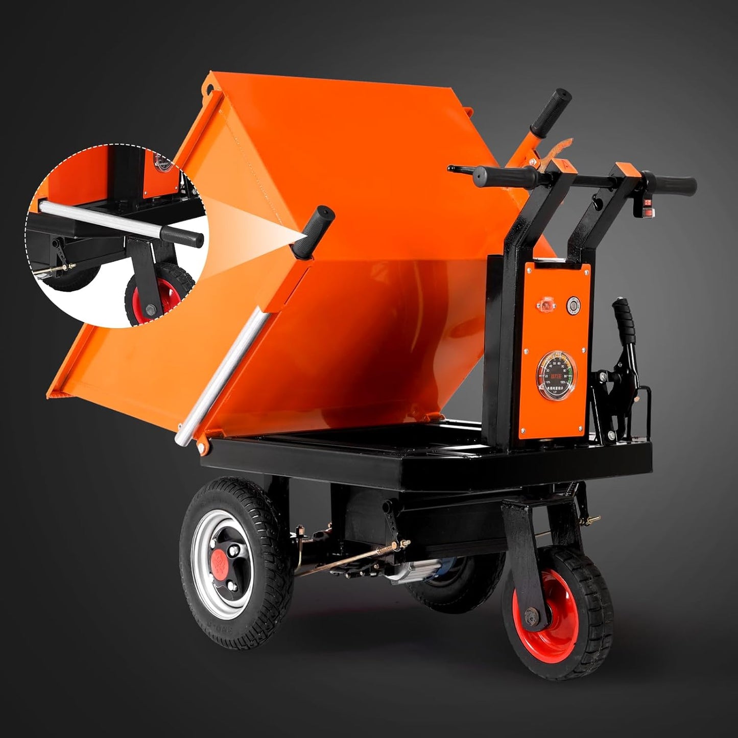 Wheelbarrow Utility Cart, 48V28Ah 1000W Capacity 2200lbs (One Ton), Material Hauler, Electric Wagon, All Purpose