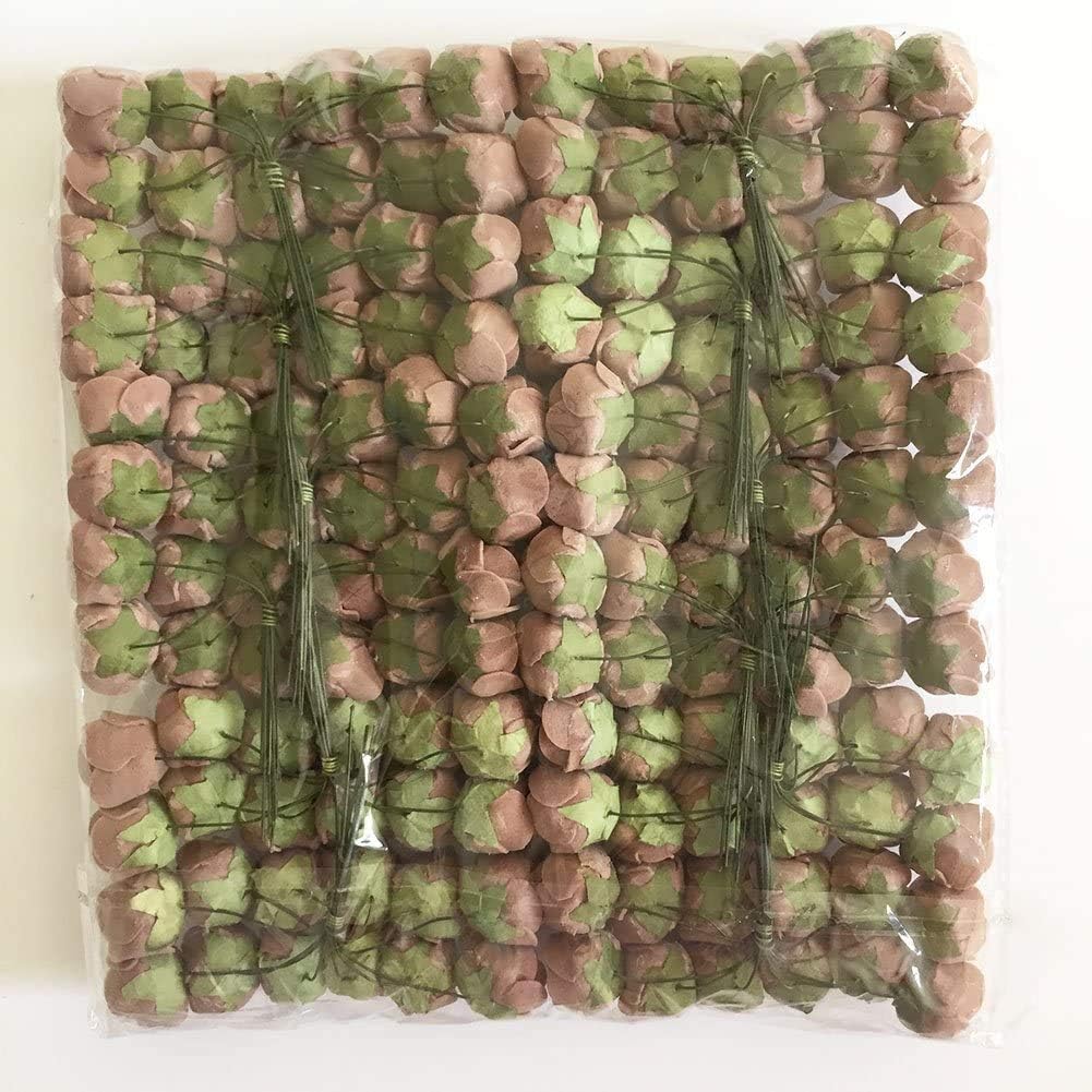 Mini Rose Fake Flower Heads in Bulk for Crafts Artificial Flowers for Home Wedding Decoration DIY Party Birthday Decor Pompom Wreath Decorative Bridal Flower 144pcs (Bottom add Gauze) Tan