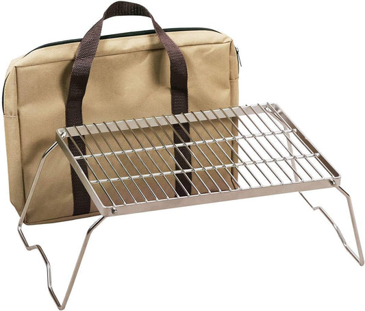 REDCAMP 13.6" Small Folding Campfire Grill, 304 Stainless Steel Firepit Grill Grate, Heavy Duty Portable Camping Grill with Carrying Bag for Outdoor Cooking Backpacking Hiking Picnics BBQ