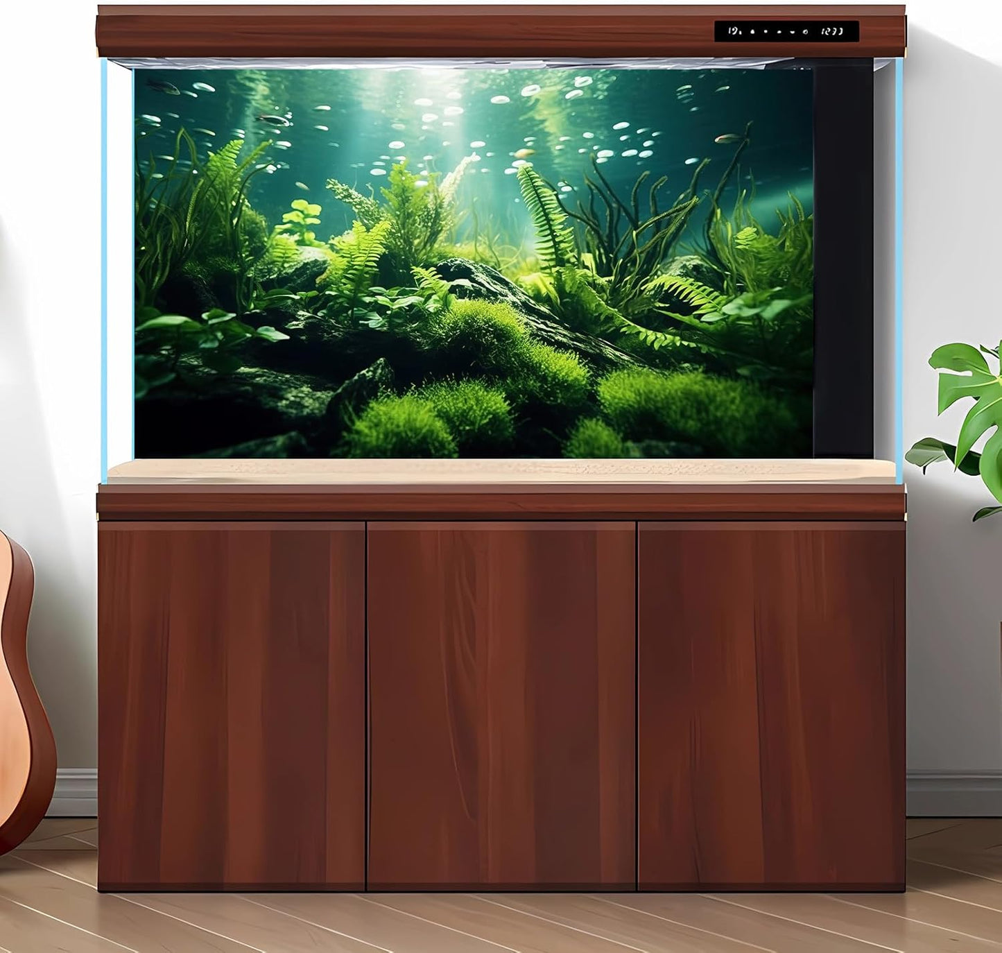 Underwater Fish Tank Background Under The Sea Aquatic Plants Aquarium Background Ocean Floor Rock Terrarium Backgrounds Tropical Fish Green Seaweeds Aquarium Backgrounds for Fish Tank Decor 24x12in