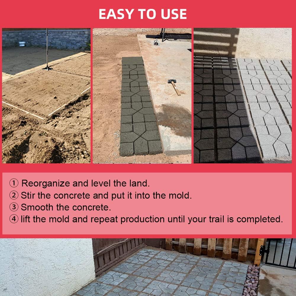 Anothera 15.7"x15.7"x1.57" Walk Maker Reusable Concrete Path Maker Molds Stepping Stone Paver Lawn Patio Yard Garden DIY Walkway Pavement Paving Moulds (Square)