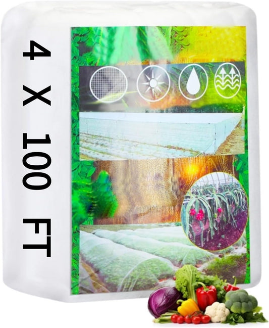 Woanger 4 x 100 ft Garden Mesh Netting Ultra Fine Plant Covers Garden Netting to Protect Vegetable Plants Fruits Flowers Crops Greenhouse Row Cover Patio Barrier Screen Protection Net (White)