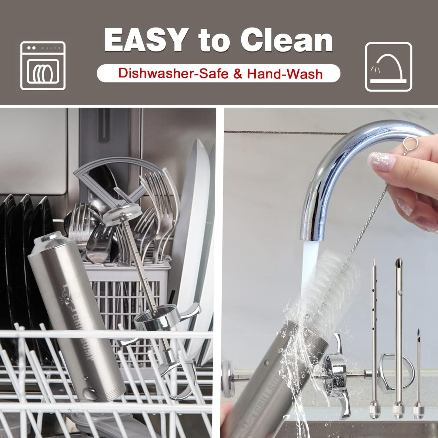 Meat Injector Syringe Kit with 3 Professional Marinade Injector Needles for BBQ Grill Smoker, Turkey and Brisket; 2-oz Large Capacity, Including Paper User Manual, Recipe E-Book (PDF)