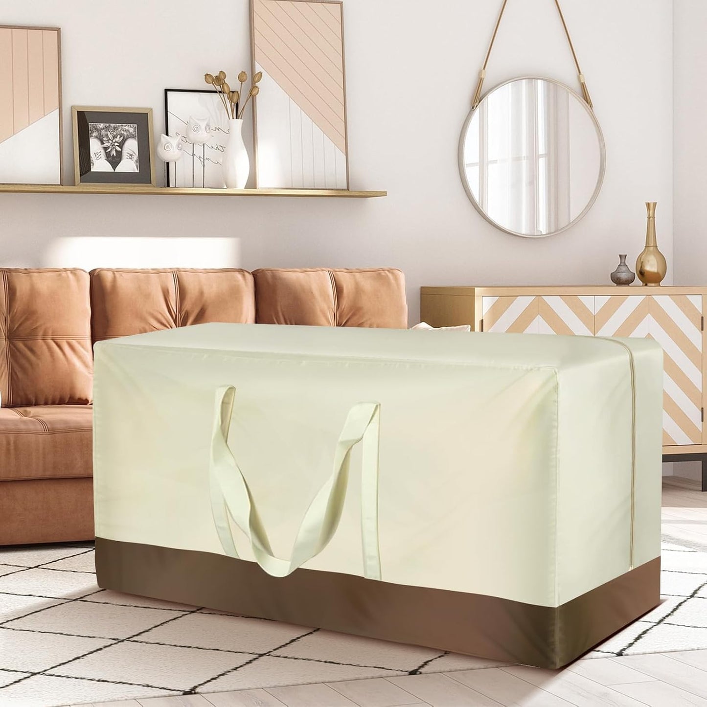 Outdoor Cushion Storage Bag 420D Waterproof Rectangular, Extra Large Outdoor Patio Cushion Storage Bag, with Zipper and Handles 68" L x 20" W x 28" H Black(2 Pack)