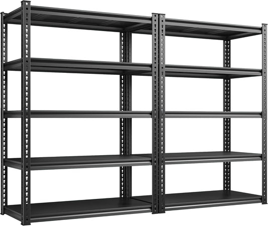 REIBII 72'' Storage Shelves 2050LBS Garage Shelving Heavy Duty 5-Tier Metal Shelving Adjustable Garage Shelves for Storage,Basement, Warehouse,72" H*31.5" W*16.5" D, 2PC