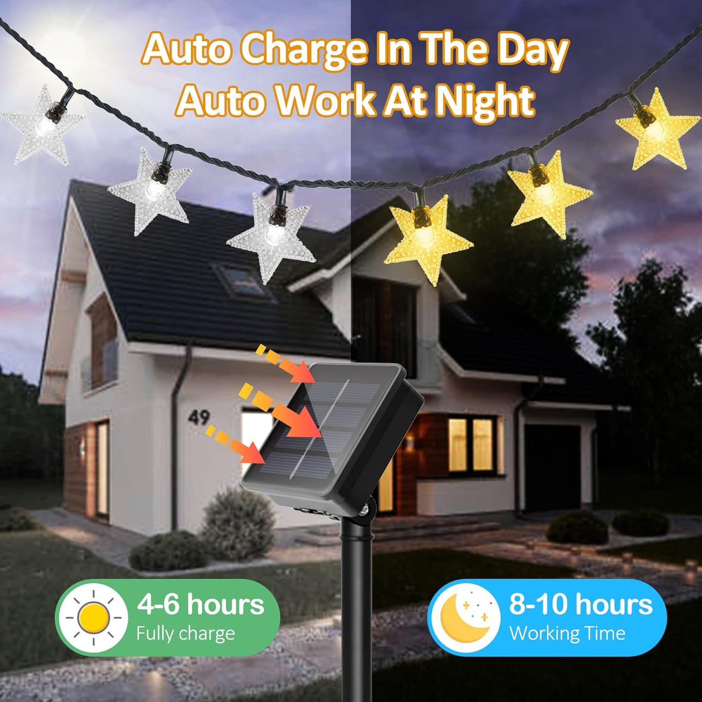 Twinkle Solar Star String Lights Outdoor Waterproof Fairy Lights 39FT 100 LED with 8 Lighting Modes for Camping Garden Wedding Party Tree Holidays Backyard Patio(Warm White)