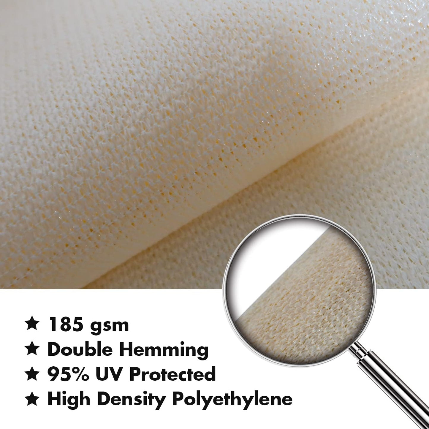 KANAGAWA 12'X20' Cream Custom Size Sun Shade Sail Rectangle UV Block Canopy Cover for Patio Backyard Lawn Garden Outdoor (Customized Available)