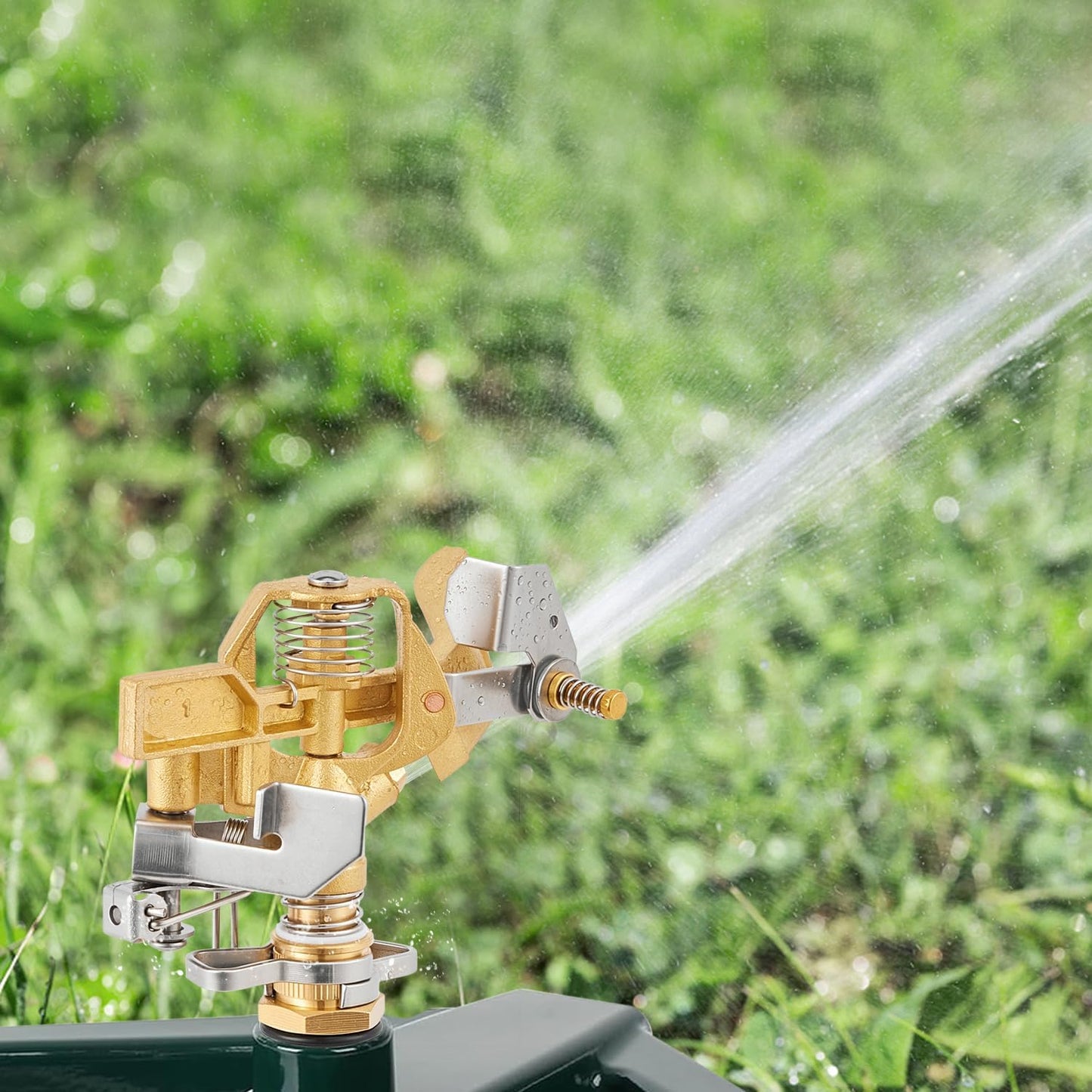 1/2 Inch Brass Sprinklers Head,Heavy Duty Water Sprinkler for Yard with 360 Degree Large Area Coverage Irrigation, Adjustable Impact Sprinklers Head Nozzle for Grass Patio Garden Irrigation