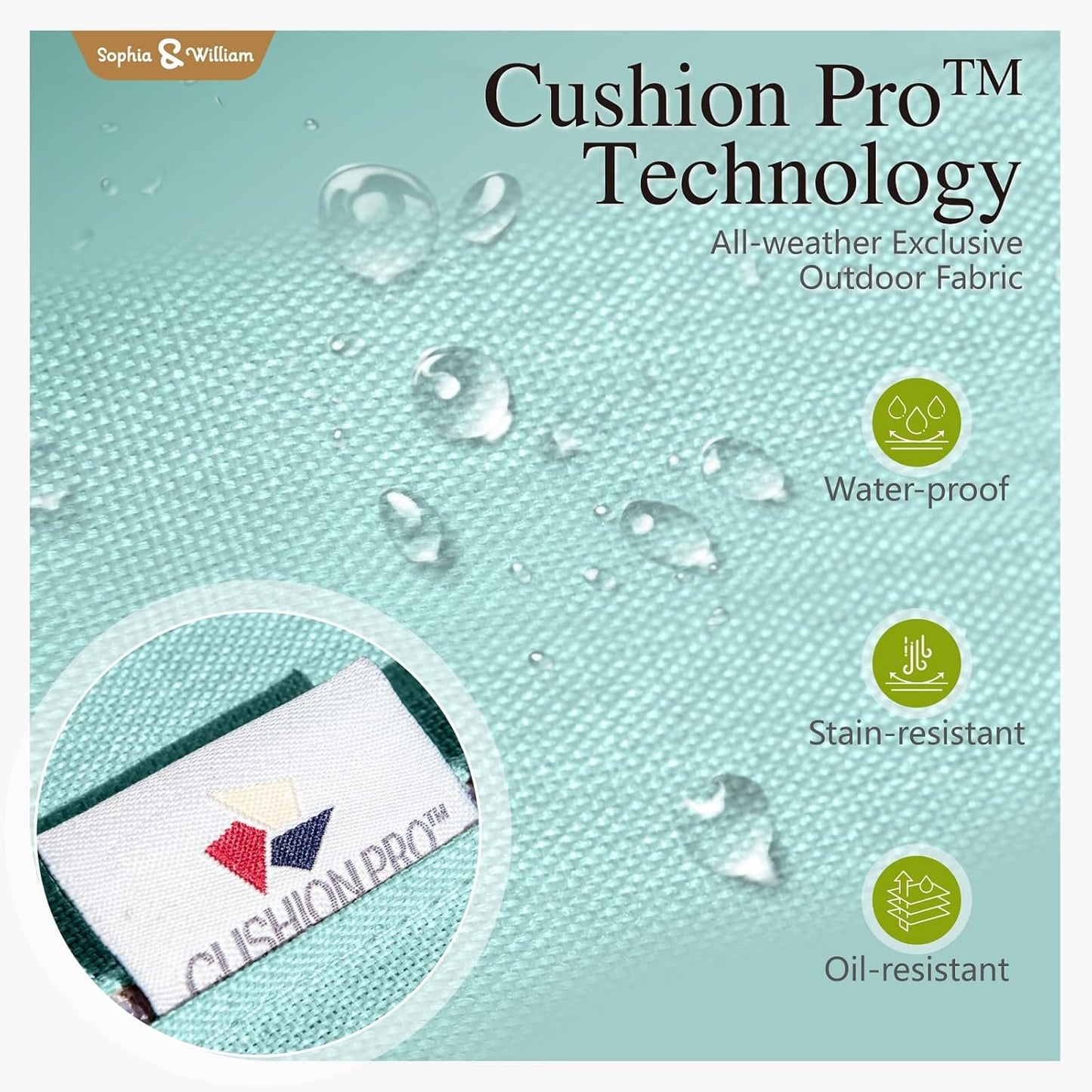 Sophia & William Outdoor Wicker Sectional Sofa Set, 8 Piece Half Moon Curved Patio Furniture Modern Round Outdoor Couch Conversation Set with Ottoman for Backyard, Pool, Garden(Aqua Blue)