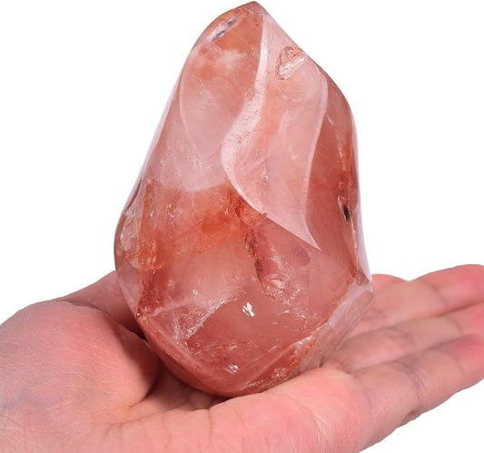 AMOYSTONE Red Hematoid Flame Shaped Stone Towers Obelisk Natural Healing Crystal Quartz Reiki Energy Decoration Home Office 0.6-1.0LBS