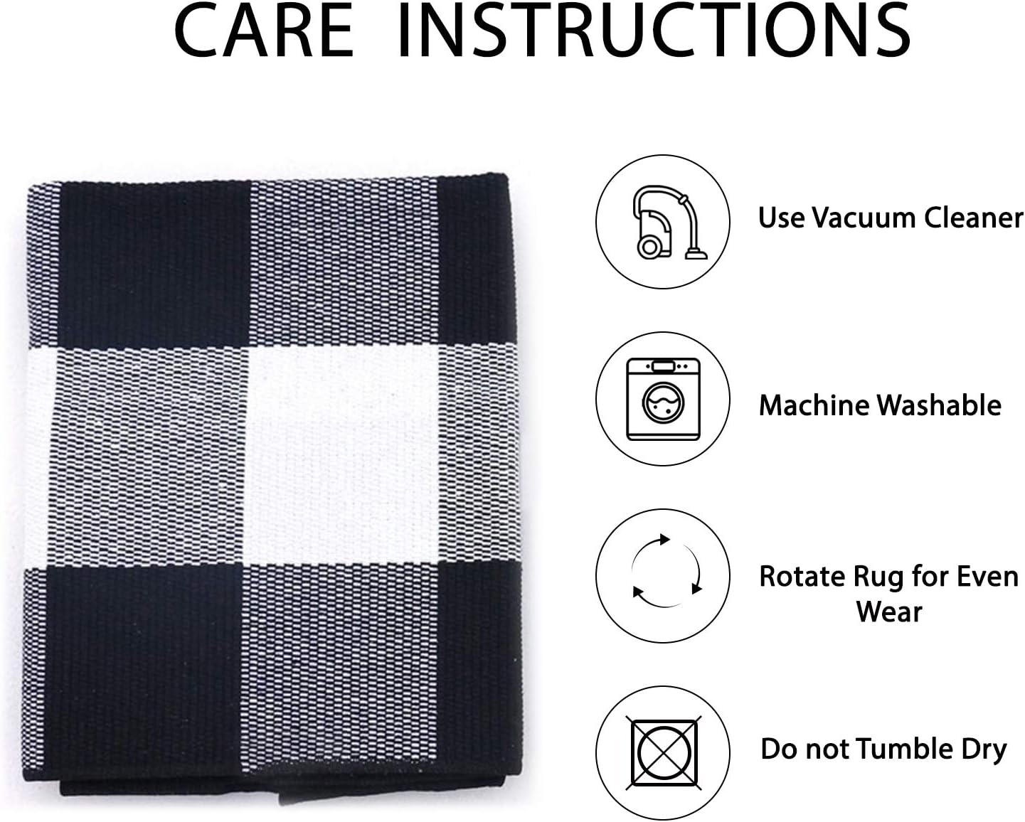 IOHOUZE Buffalo Plaid Checkered Rug 3x5 Ft Front Door Mats, Washable Area Rugs for Front Porch Decor, Spring Summer Welcome Mats Outdoor, Black White Rug for Farmhouse/Entryway/Home Entrance