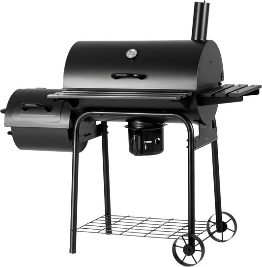 Devoko Charcoal Grill, Outdoor BBQ Grill with Offset Smoker and Side Table for Garden and Parties