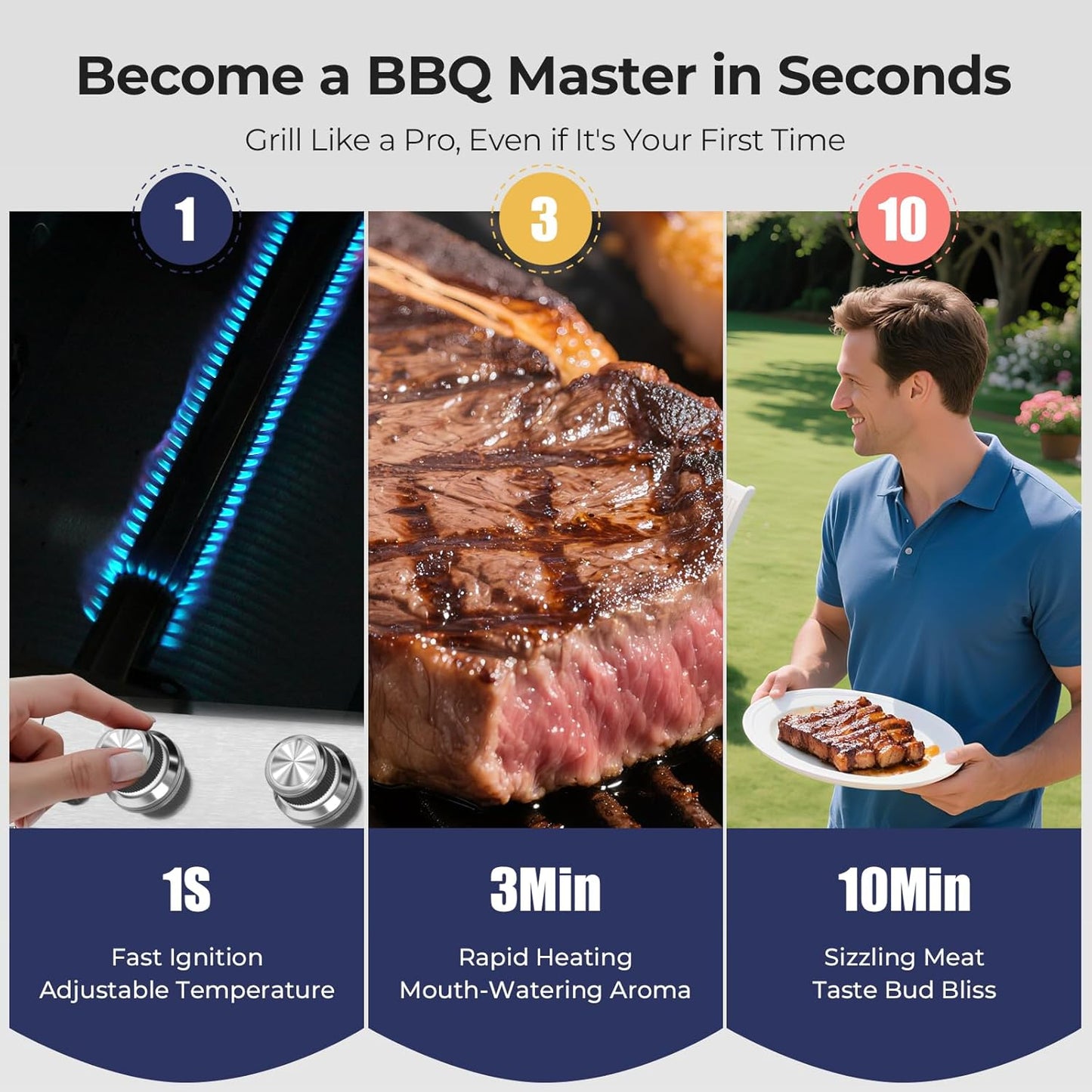 R.W.FLAME 4 Burner Gas Grill, 42,000 BTU Propane Grill, Outdoor Grills with Side Burner, Outdoor Barbecues with Stainless Steel Mesh and Plates, for Camping, Backyard, Patio and Deck