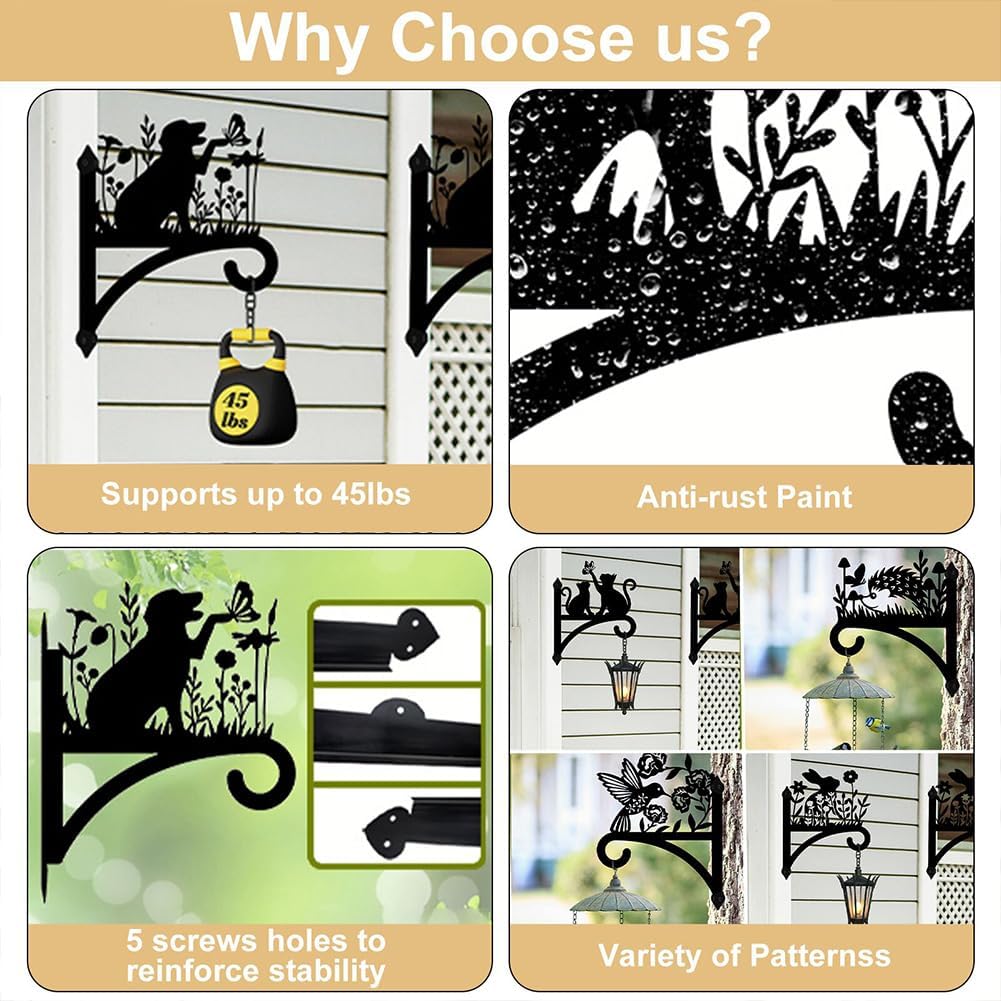 peacoblue Iron Plant Hangers Hooks Sunrise for Outdoor Indoor Hanging Plants Flower Fern Pots Lantern Bird Feeder Wind Chimes, 12"x15" Weather Resistant Metal Wall Holder for Porch Garden Farmhouse