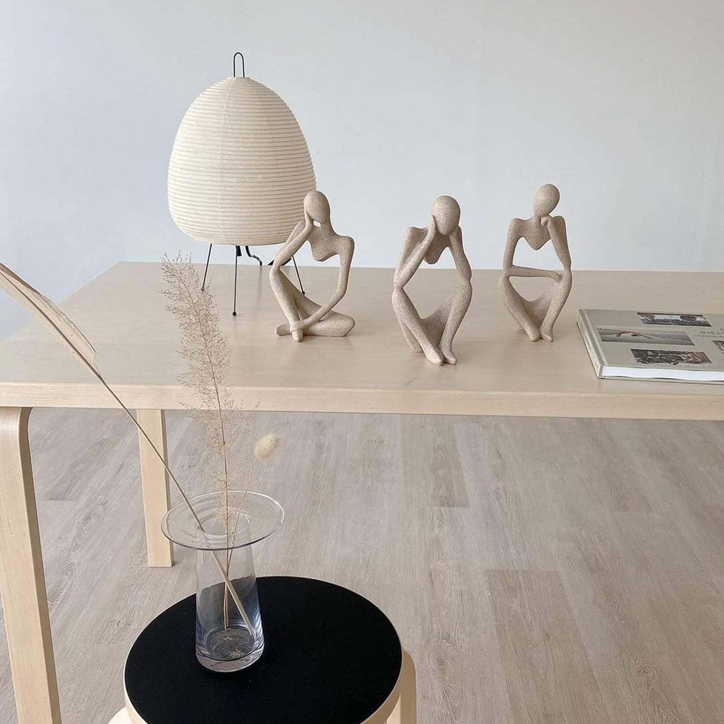 Thinker Statues and Sculptures, Sandstone Resin Thinker Statue Ornaments, Abstract Style Sculptures, Housewarming Gifts, Housewarming Decorations, Living Room Dining Desk Decorations (Left, Small)