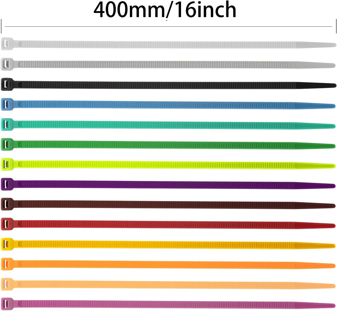 XINGO 100PCS Cable Zip Ties Heavy Duty, Premium Nylon Plastic Wire Ties with 50 Pounds Tensile Strength, Self-Locking Black Nylon Zip Ties for Indoor and Outdoor (16 inch, Silver)