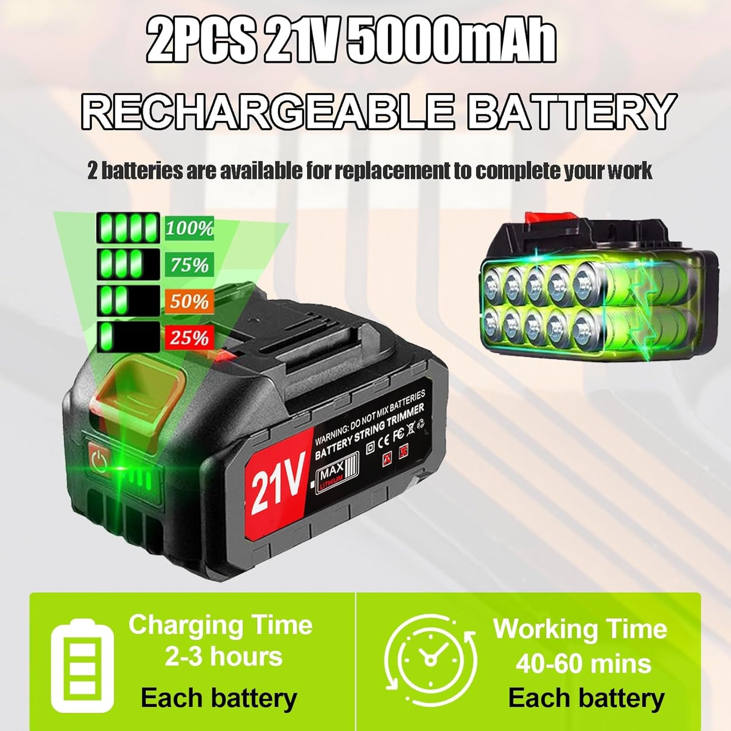 Electric Weed Wacker Cordless Eater Battery Powered Eater Lightweight Edger Portable Stringless Grass Trimmer/Lawn Mower/Brush Cutter, with 3 Types Blades & Wheels for Yard and Garden-Blue