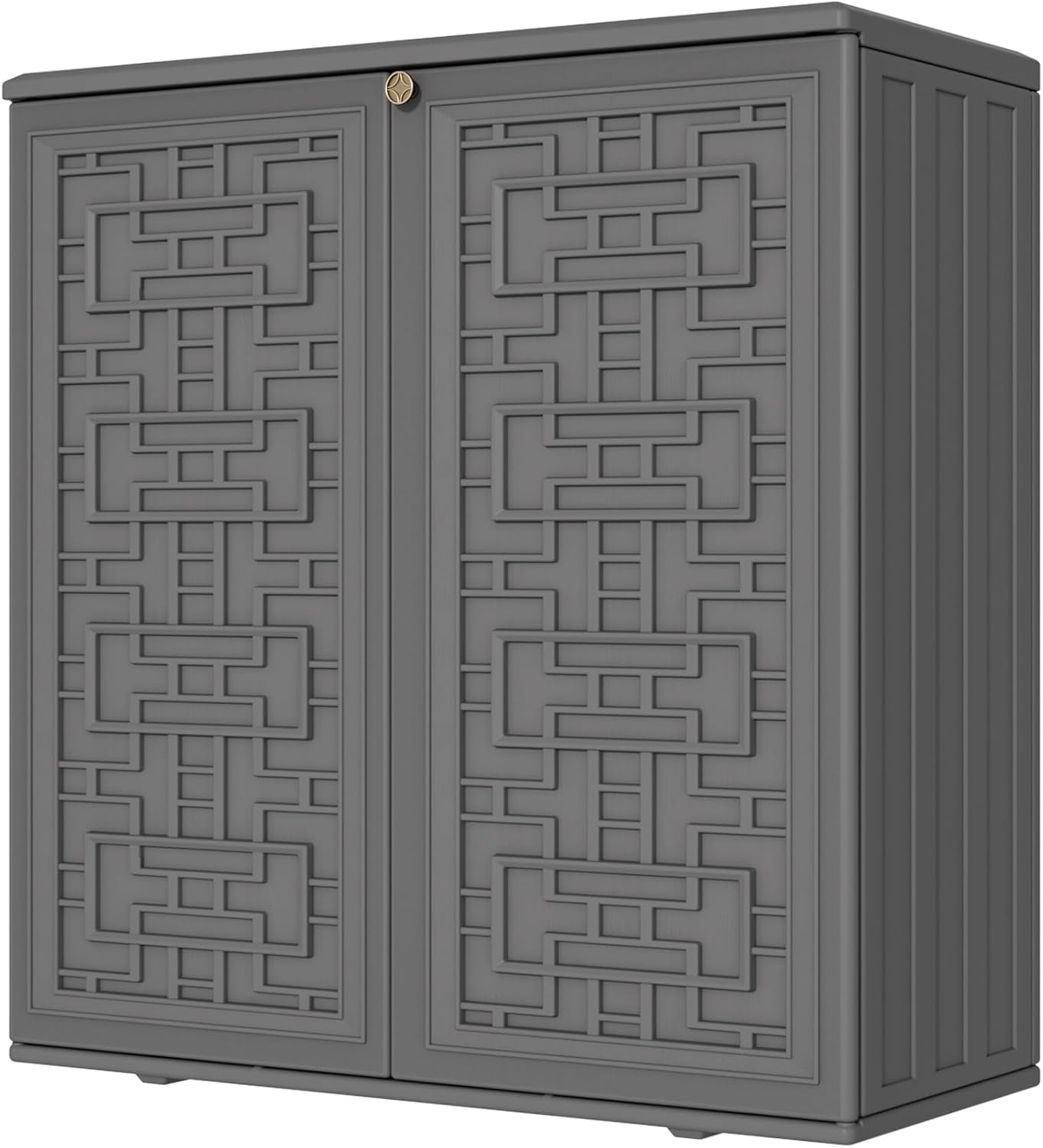 Storage Box Outdoor Caninet,Resin Indoor Storage Box Waterproof Outdoor Storage Cabinets for Patio/Garden/Backyard, Size 34.3''L*15''W*36.2''H(Grey)