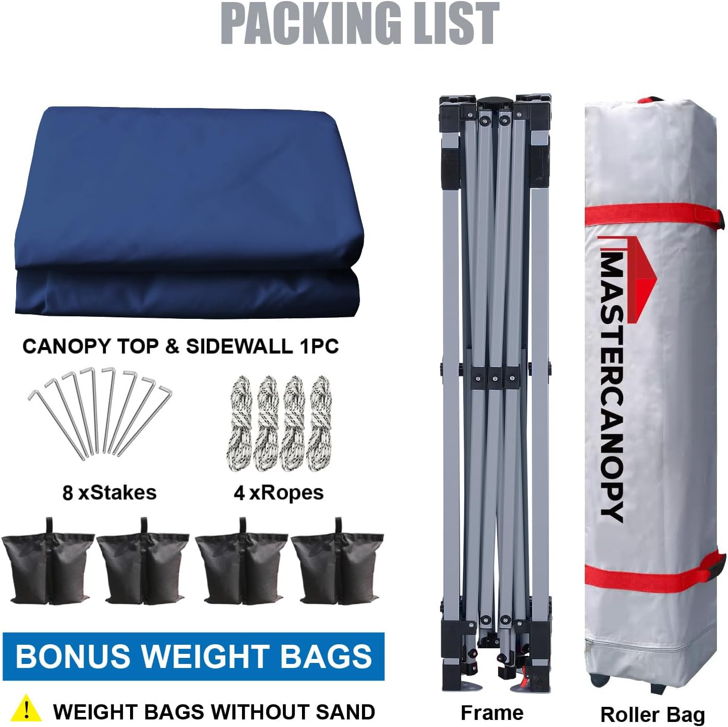 MASTERCANOPY Durable Pop-up Canopy Tent with 1 Sidewall (8'x8',Navy Blue)