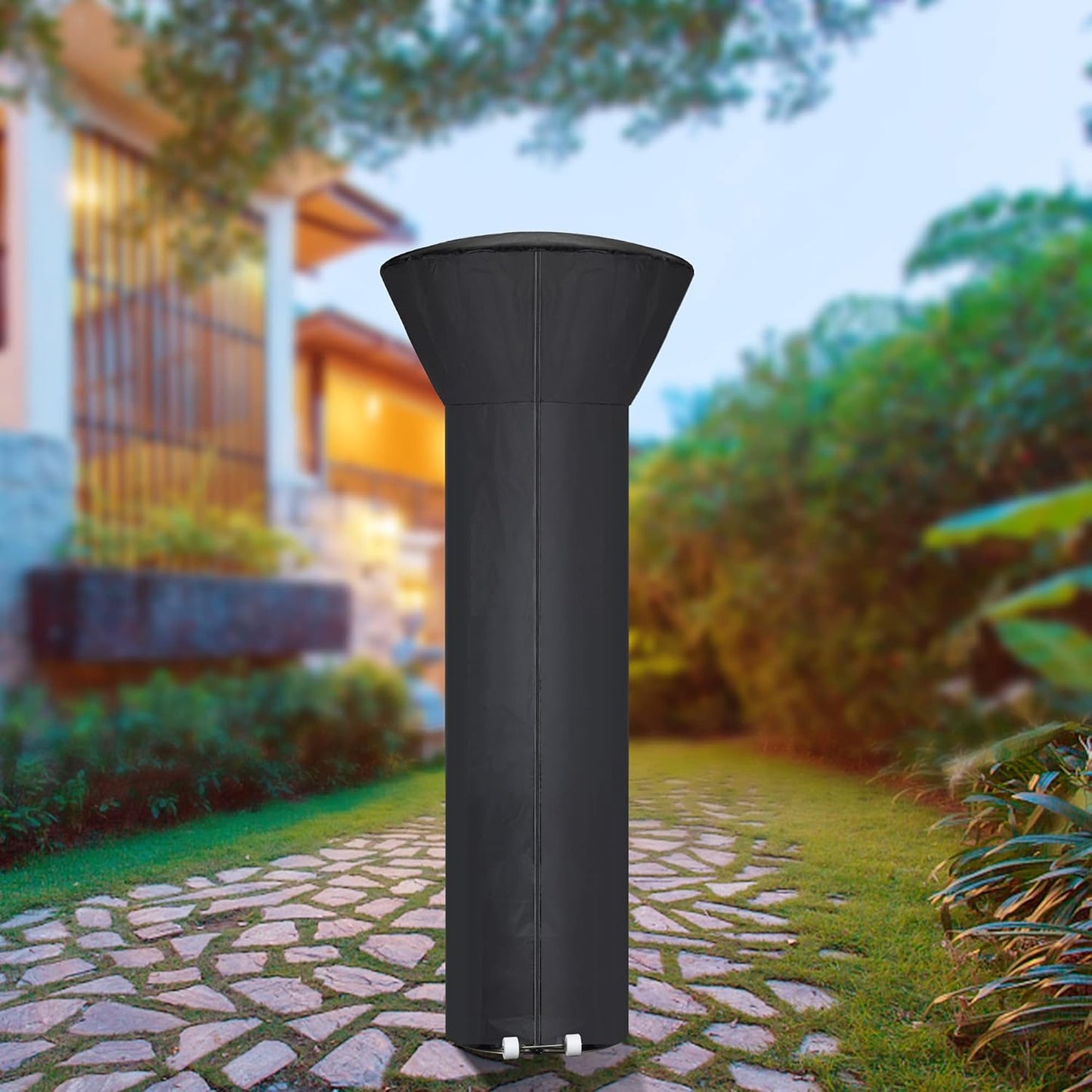 Patio Heater Covers with Zipper and Storage Bag,Waterproof,Dustproof,Wind-Resistant,Sunlight-Resistant,Snow-Resistant,Black,87'' Height x 33" Dome x 19" Base