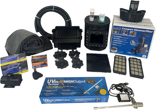 HALF OFF PONDS Savio Select 3,000 GPH Submersible Pump Pond Kit with 10' x 15' EPDM Rubber Pond Liner, UV Clarifier for Water Garden & Koi Pond