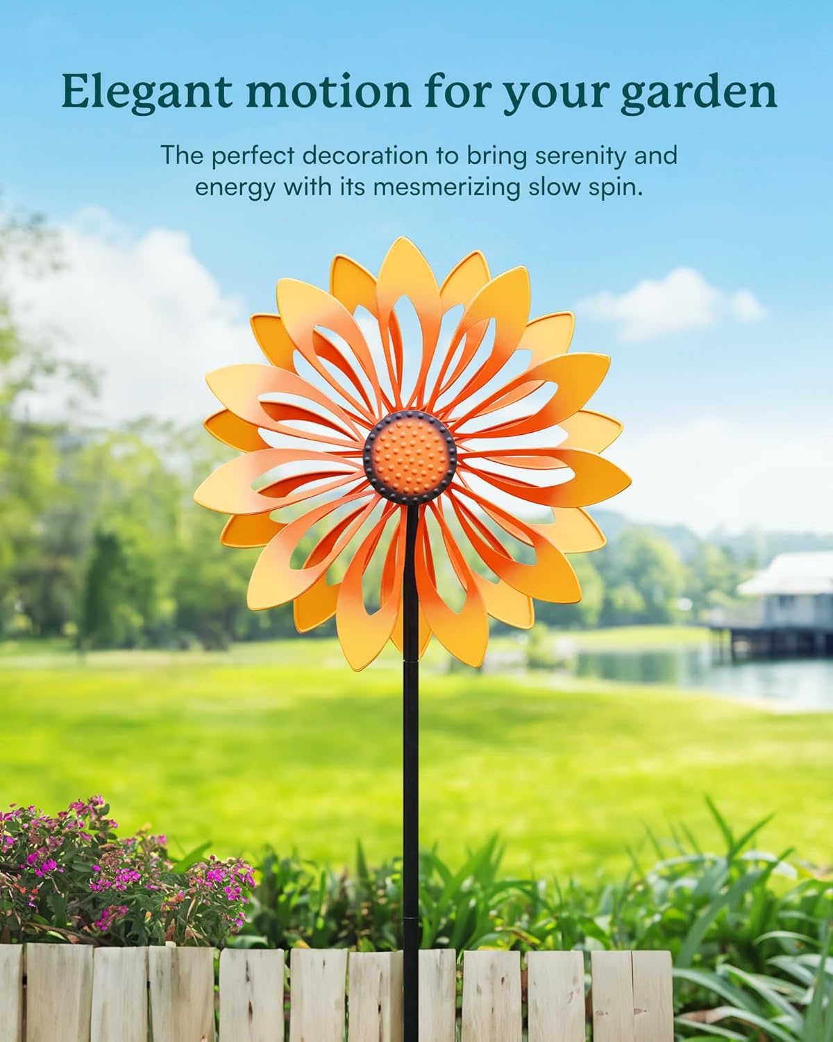 Sunflower Garden Wind Spinners - Kinetic Outdoor Metal Windmill Spinner, Lawn Patio Yard Decor, Birthday & Housewarming Gifts for Family and Friends (70 Inch Hieght)
