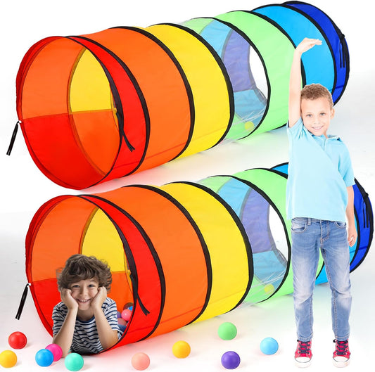 2 Pcs Giant 27.6 Inch Play Tunnel for Kids and Large Dogs Colorful Crawl Tunnel Toy for Toddlers with Breathable Mesh Game Tent Toy Girl Boy Gift