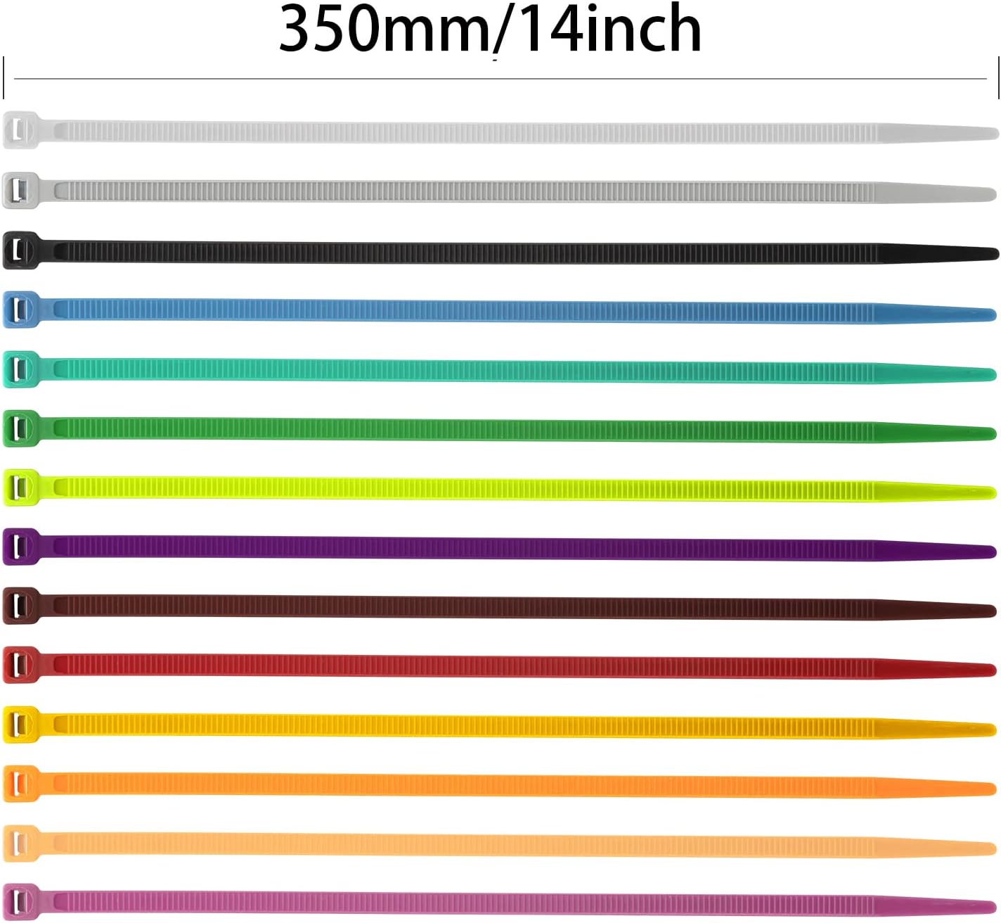 XINGO 100PCS Cable Zip Ties Heavy Duty, Premium Nylon Plastic Wire Ties with 50 Pounds Tensile Strength, Self-Locking Black Nylon Zip Ties for Indoor and Outdoor (14 inch, Purple)