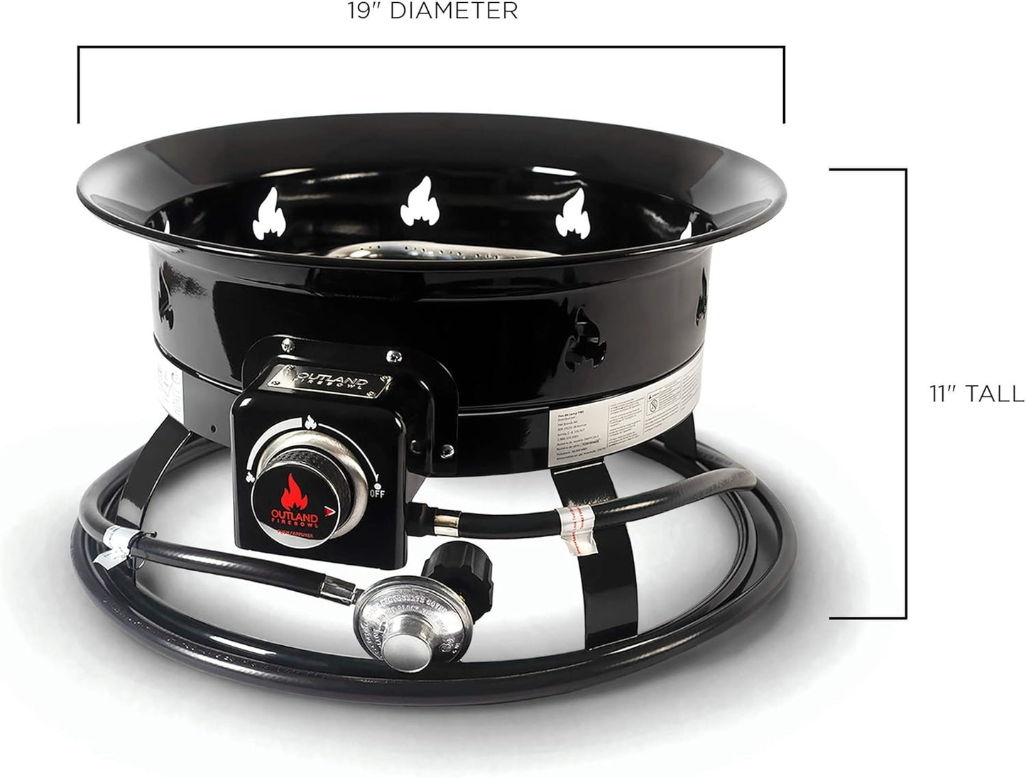 Outland Living Portable Propane Fire Pit, 19-inch, 58,000 BTU with Fire Pit Cover & Carry Kit, Smokeless Gas Firebowl | Perfect for Camping, Patio, Backyard, Tailgating, Deck, RV| Black 893 Deluxe