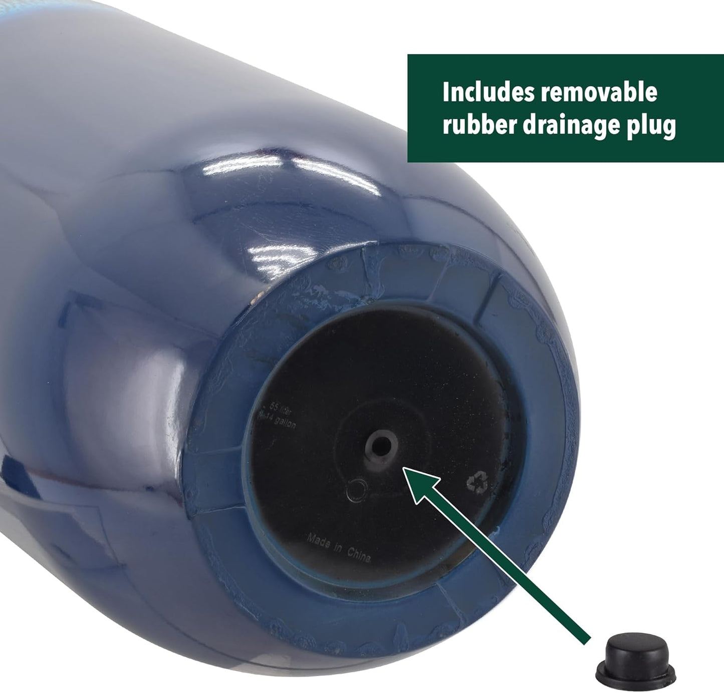 25.5-inch Tall Set of 2 Blue Large Plastic Planter Pots with Drainage Plug for Indoor or Outdoor Use, Decorative Lightweight Garden Flower Pot for Porch, Patio, Deck