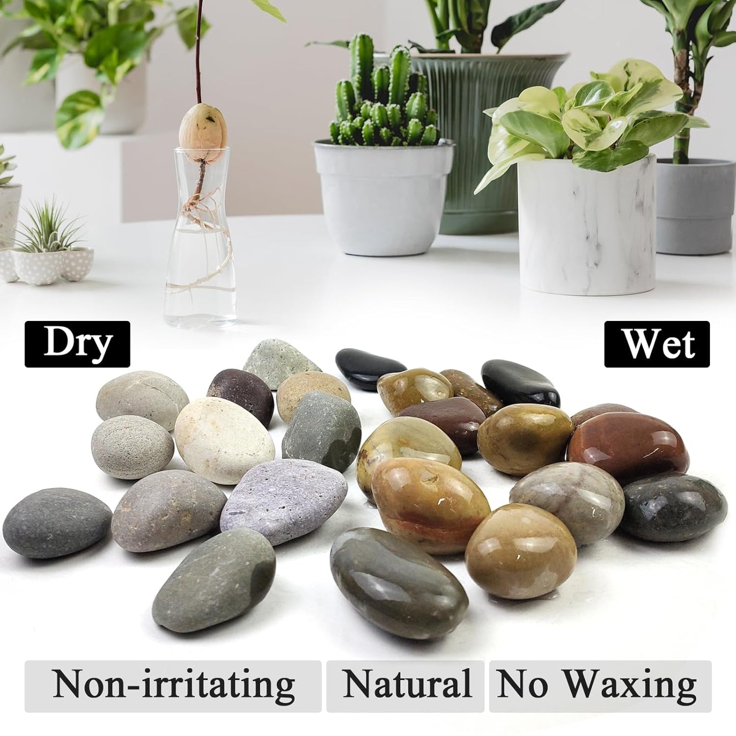 Natural River Rocks, 2-3 Inch River Rocks for Landscaping, Mixed Colors Pebbles for Plants, Flower Beds, Indoor Fountains, Gardens, Paths, Backyards, Fish Tanks(20lbs Bulk)