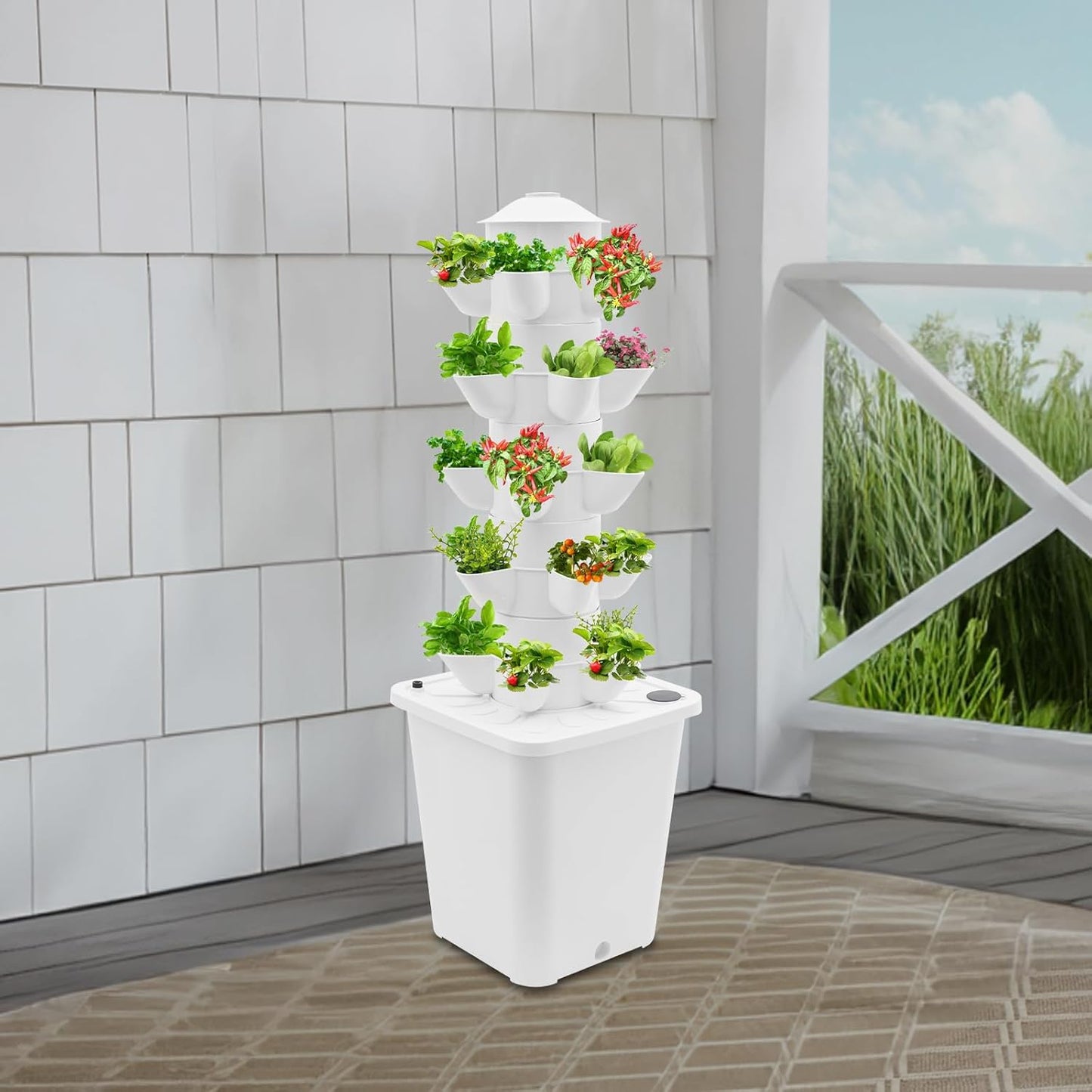 Hydroponics Vertical Growing Kit with Grow Lights 25 Plants Garden Hydroponic Growing System Outdoor Outdoor Indoor Vertical Garden Planter Tower with Automatic Watering for Herbs Fruits Vegetables