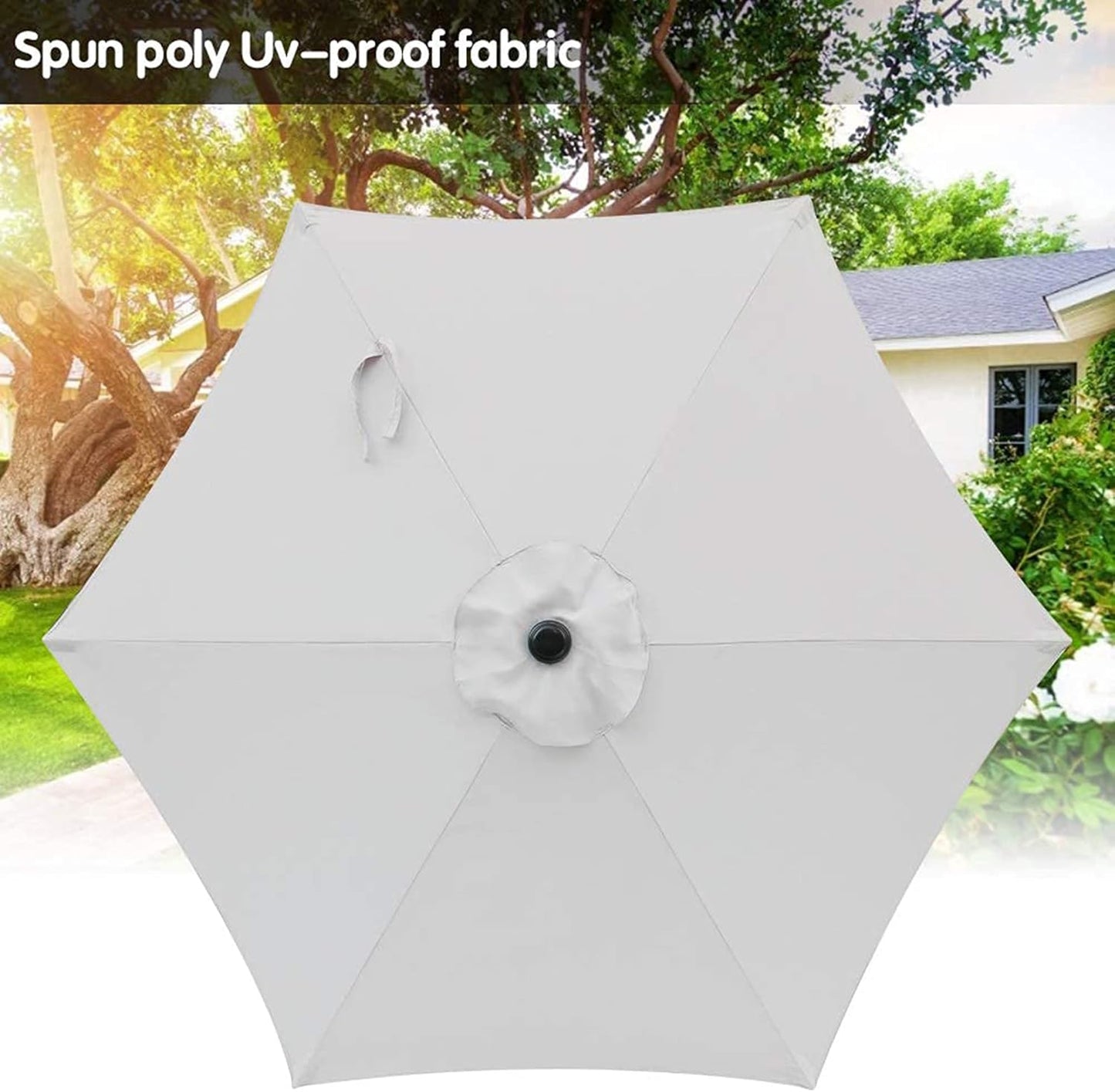 Aok Garden 7.5 ft Patio Umbrella Outdoor Market Umbrella Tilt Button and Crank 6 Ribs for Deck Lawn Pool& Backyard