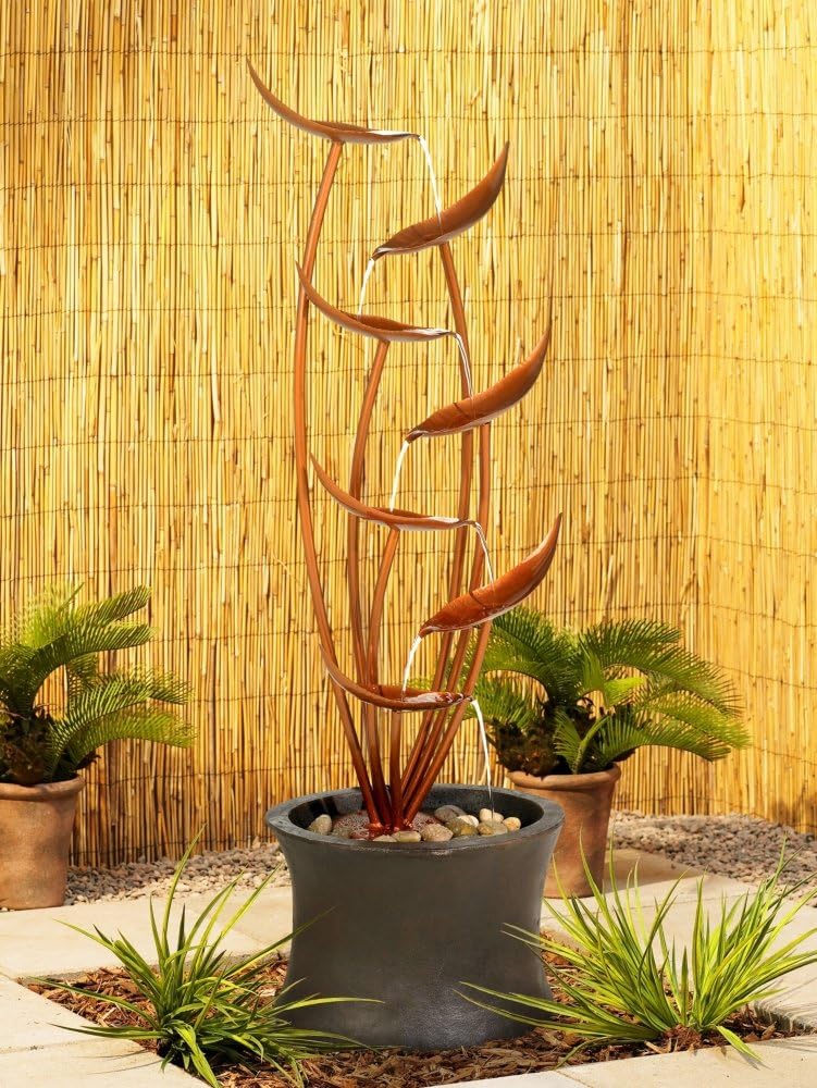 Ashton Tiered Copper Leaves 41" High Large Modern Indoor Outdoor Decor Resin Floor Fountain Standing Waterfall Cascading Water Feature for Outside Garden Patio Yard Backyard Porch - John Timberland