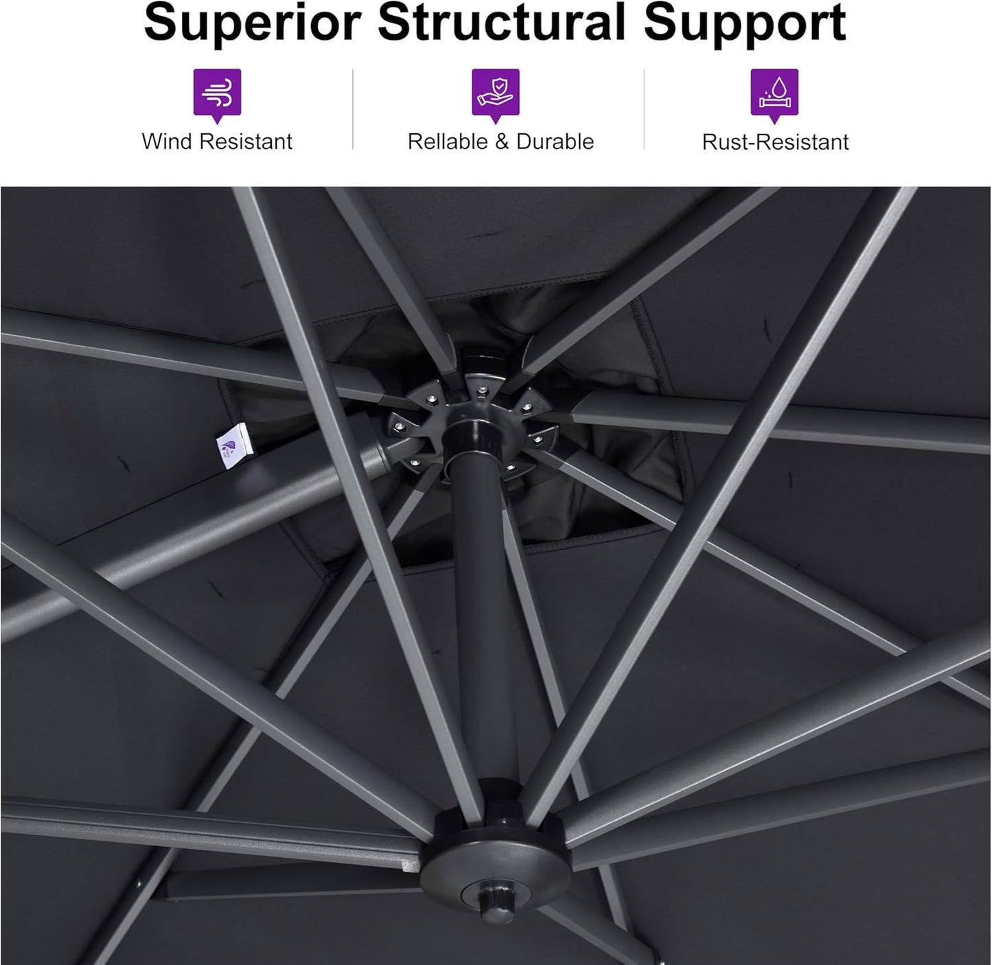 PURPLE LEAF 8 Feet Patio Umbrella Outdoor Cantilever Square Umbrella Aluminum Offset Umbrella with 360-degree Rotation for Garden Deck Pool Patio, Light Grey