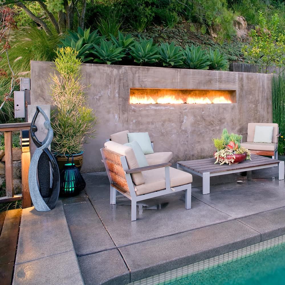 Graceful Dancing Couple Outdoor Water Fountain 51" Cast Stone Garden Statue Waterfalls Feature in Marble Color for Garden, Lobby, Bar, Lawn, Courtyard, Patio, Office,Backyard