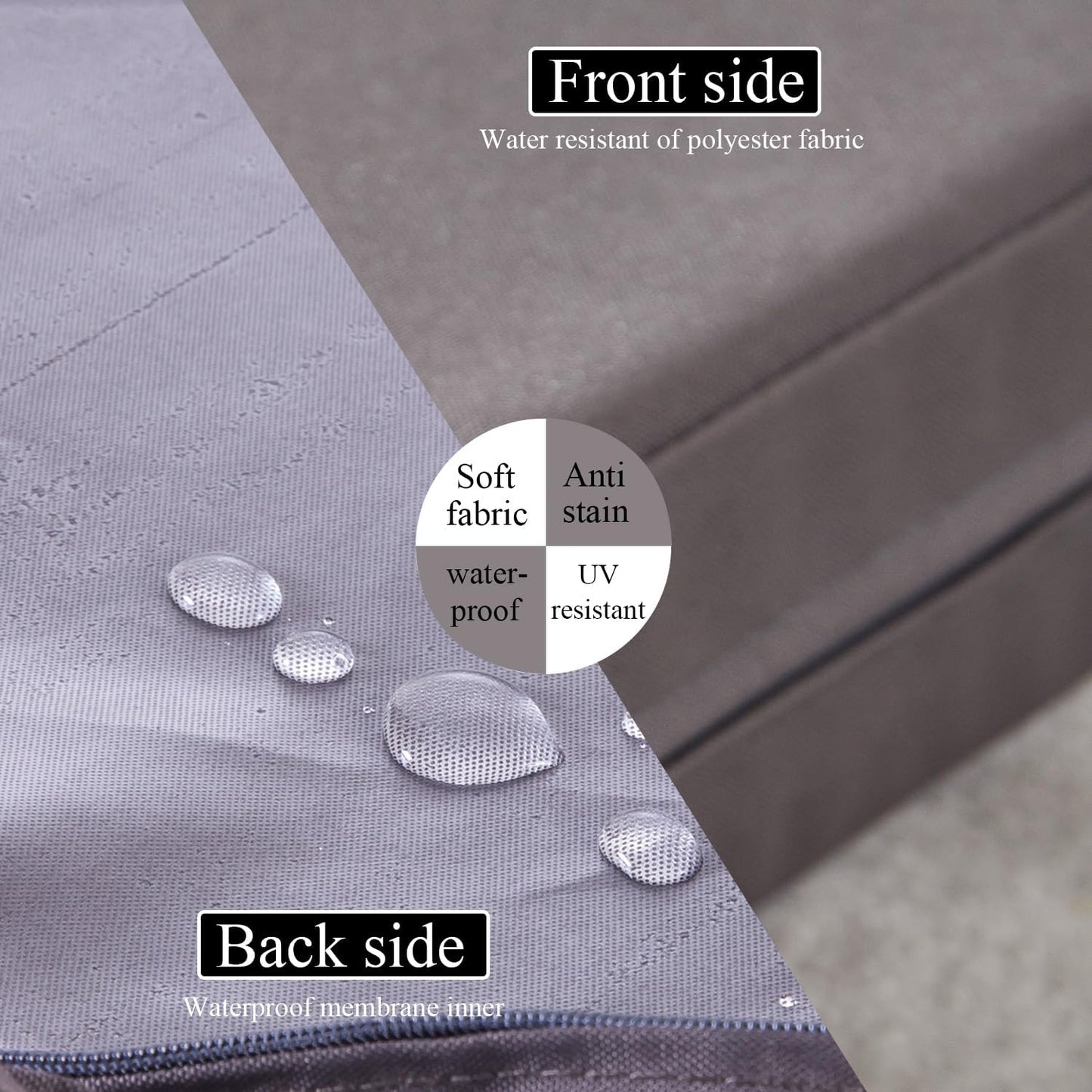 15 x 15 Inch Round Cushions for Outdoor Furniture Non-Slip Waterproof Patio Bistro Chair Cushion with Ties Bar Stool Seat Cushion for Kitchen Chairs Set of 4, Dark Gray