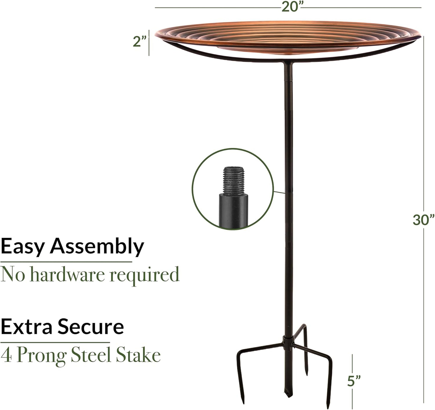 Good Directions Ripples Bird Bath on Garden Pole 18"