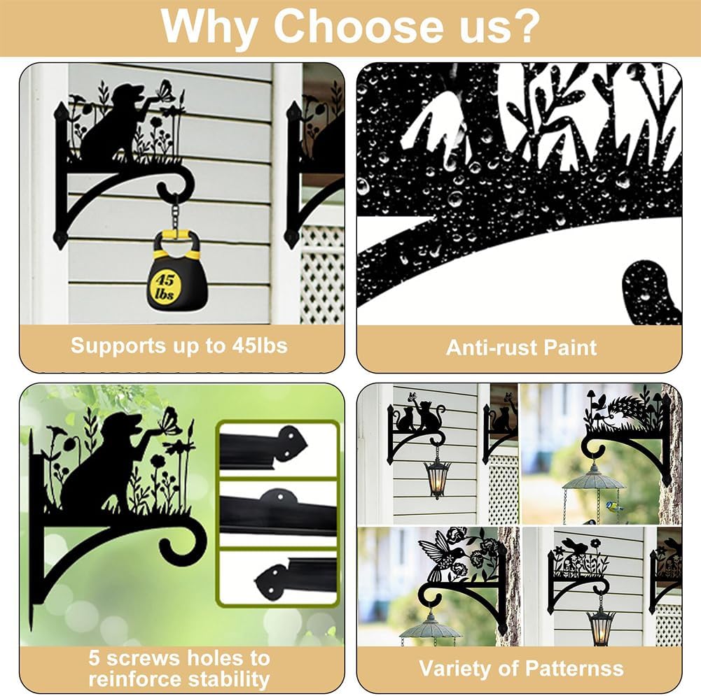 peacoblue Iron Plant Hangers Hooks for Outdoor Indoor Hanging Plants Flower Fern Pots Lantern Bird Feeder,11.8"x15.1" Weather Resistant Metal Wall Holder for Porch Garden Farmhouse(Motorcycle)