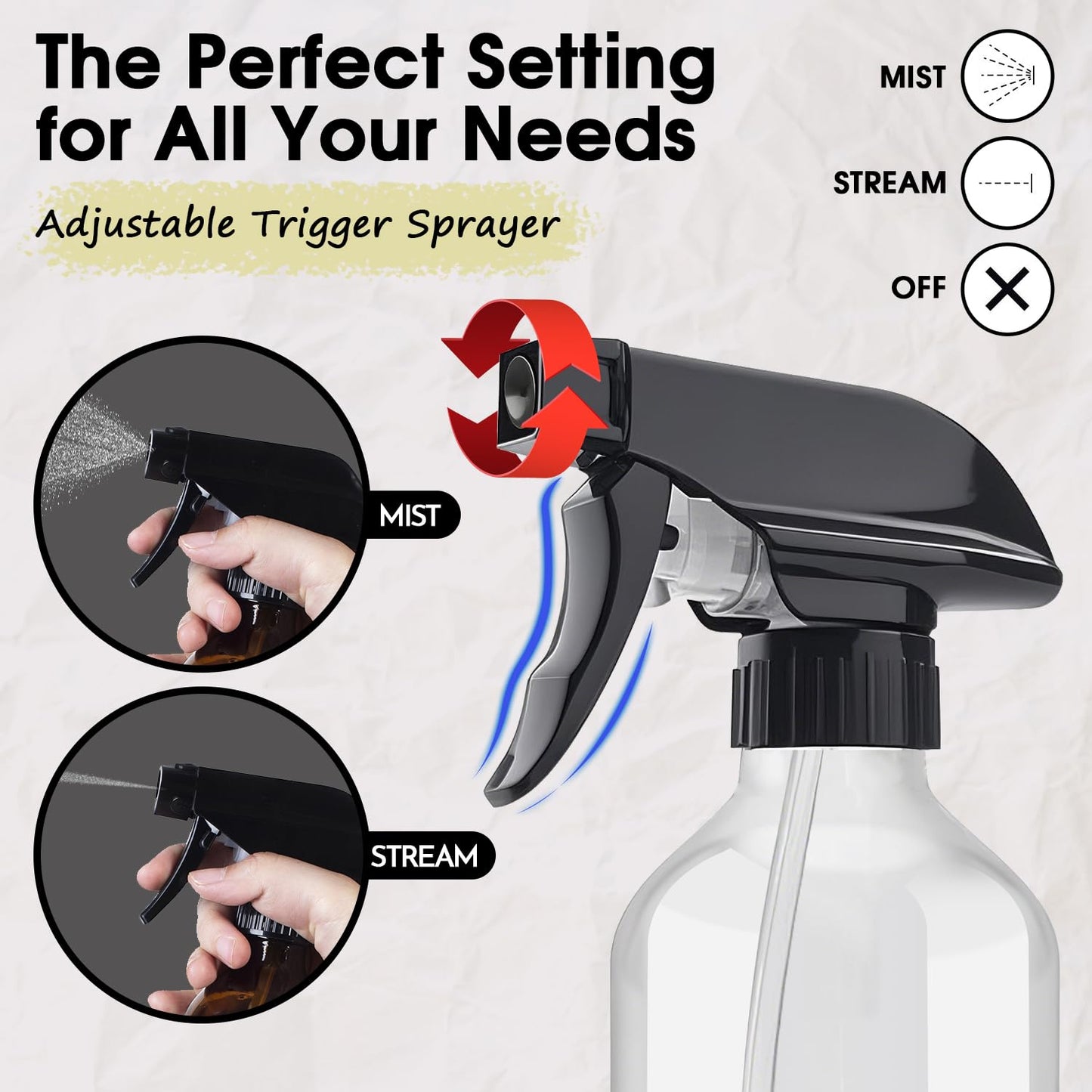 2 Packs Plastic Spray Bottles 360° Water Spray Bottle for Cleaning - 10 oz/300 ml Upside Down Spray Bottle Small Squirt Bottle with Adjustable Nozzle for Hair, Cooking, Plant, Pet (Brown + Green)