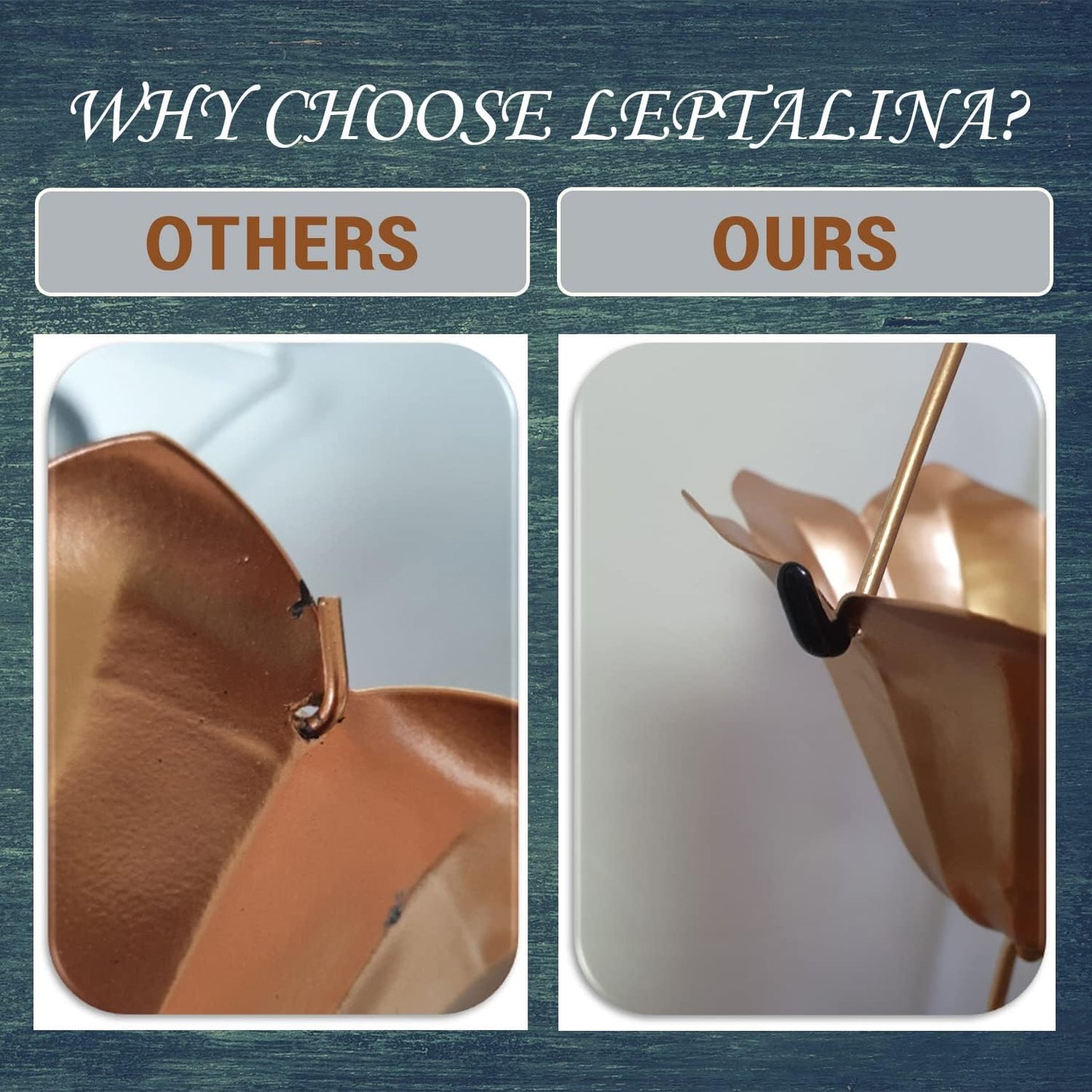 8.5FT Lotus Copper Colored Iron Rain Chains for Gutter and Rain Barrel, Rust-Resistant Plated Garden Décor Rain Chain for Downspout, Bonus Rain Chain Gutter Adapter