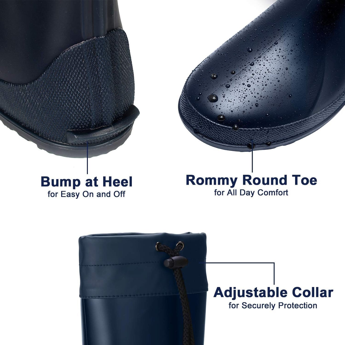 Asgard Packable Tall Rain Boots for Women Waterproof Rubber Garden Boots Ultra Lightweight Flat Mud Boots- NOT FOR WIDE CALF