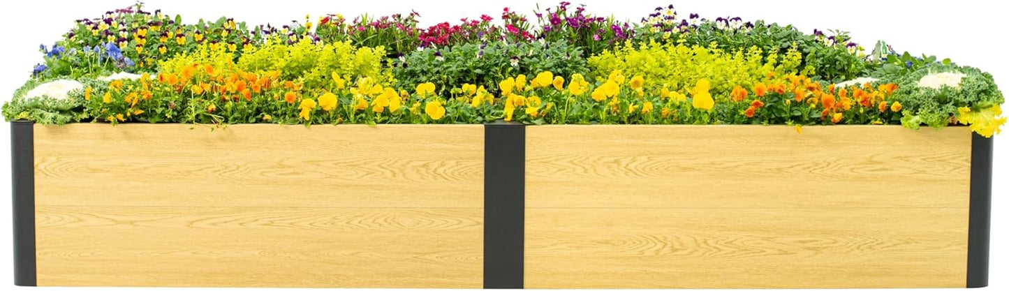 Woodgrain Series Raised Garden Bed, 4' x 8' Outdoor Wooden-Look Metal Planter Box for Gardening Vegetables Flowers Herbs