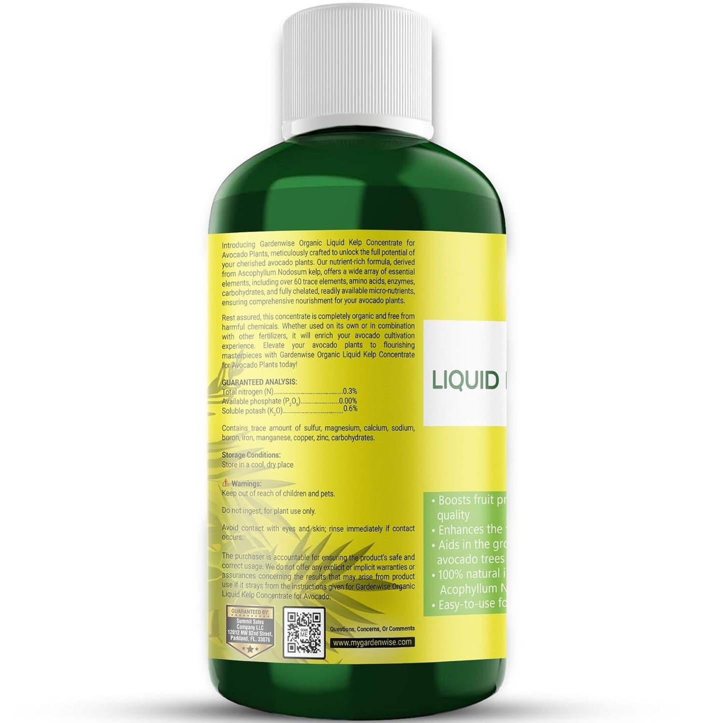 Organic Premium Kelp Seaweed Fertilizer - Liquid Plant Food - Nutrient-Rich Soil Enhancer - Improves Fruit Yield and Quality - Natural Plant Food for Avocado Tree (16 OZ)